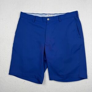 Peter Millar Shorts Mens 34 Blue Golf Performance Microfiber Stretch 9 Inseam